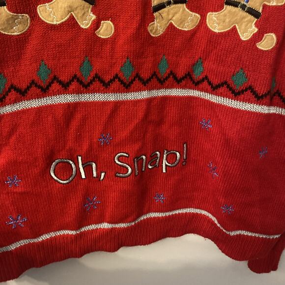 Women Jolly Sweaters Red Gingerbread Oh, Snap! Women’s XL Red XMAS Sweater - Picture 4 of 6